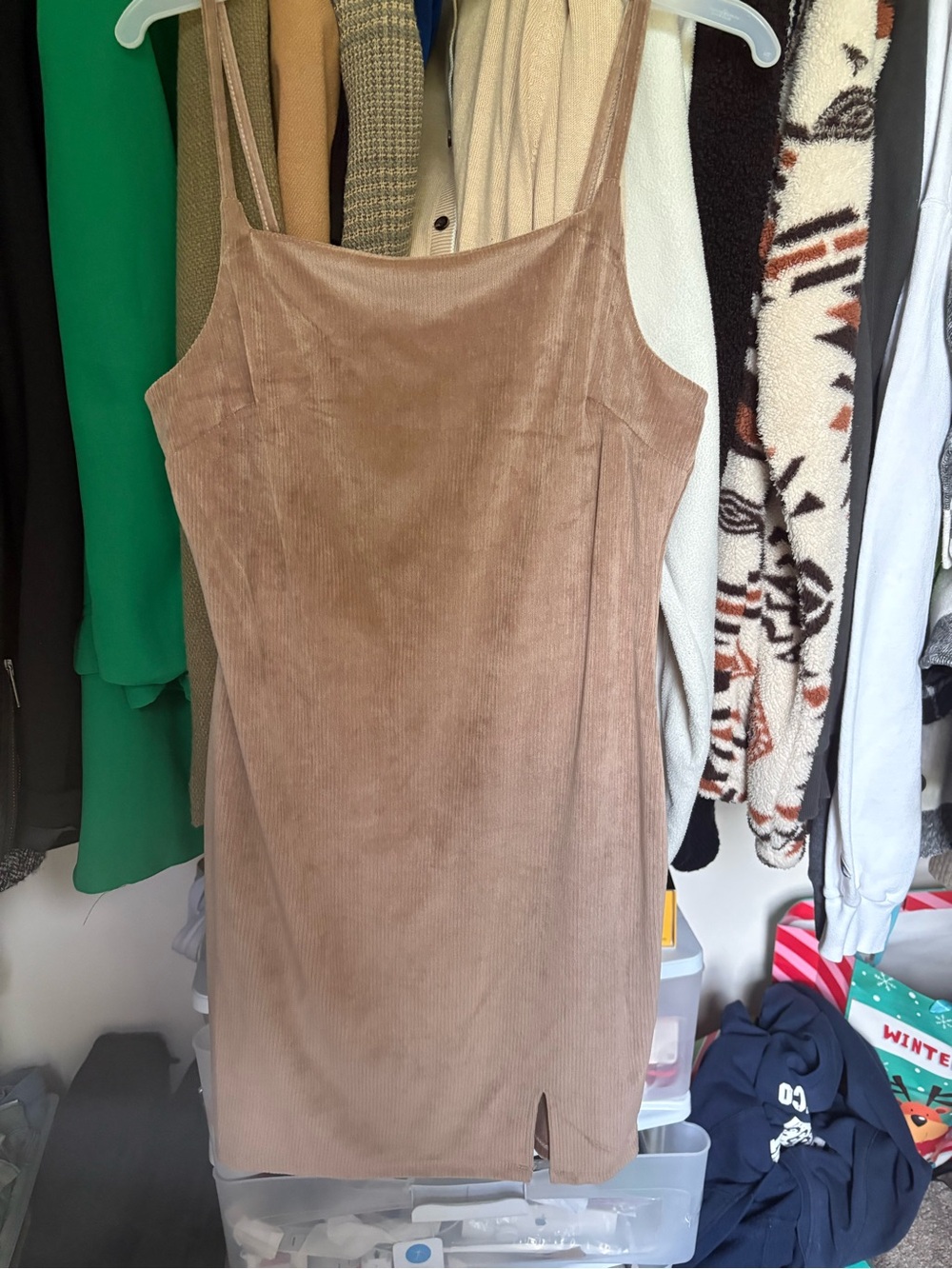 Almost Famous Taupe Suede-Look Mini Dress